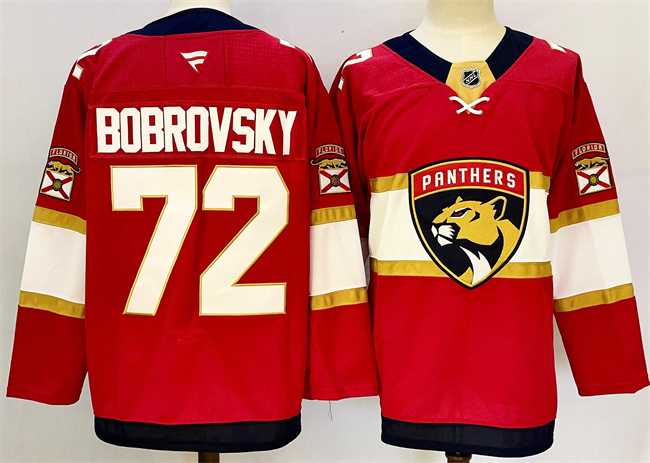 Men%27s Florida Panthers #72 Sergei Bobrovsky Red 2024-25 Home Stitched Hockey Jersey